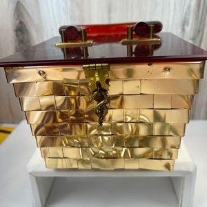 Dorset -Rex gold weaved metal and lucite bag